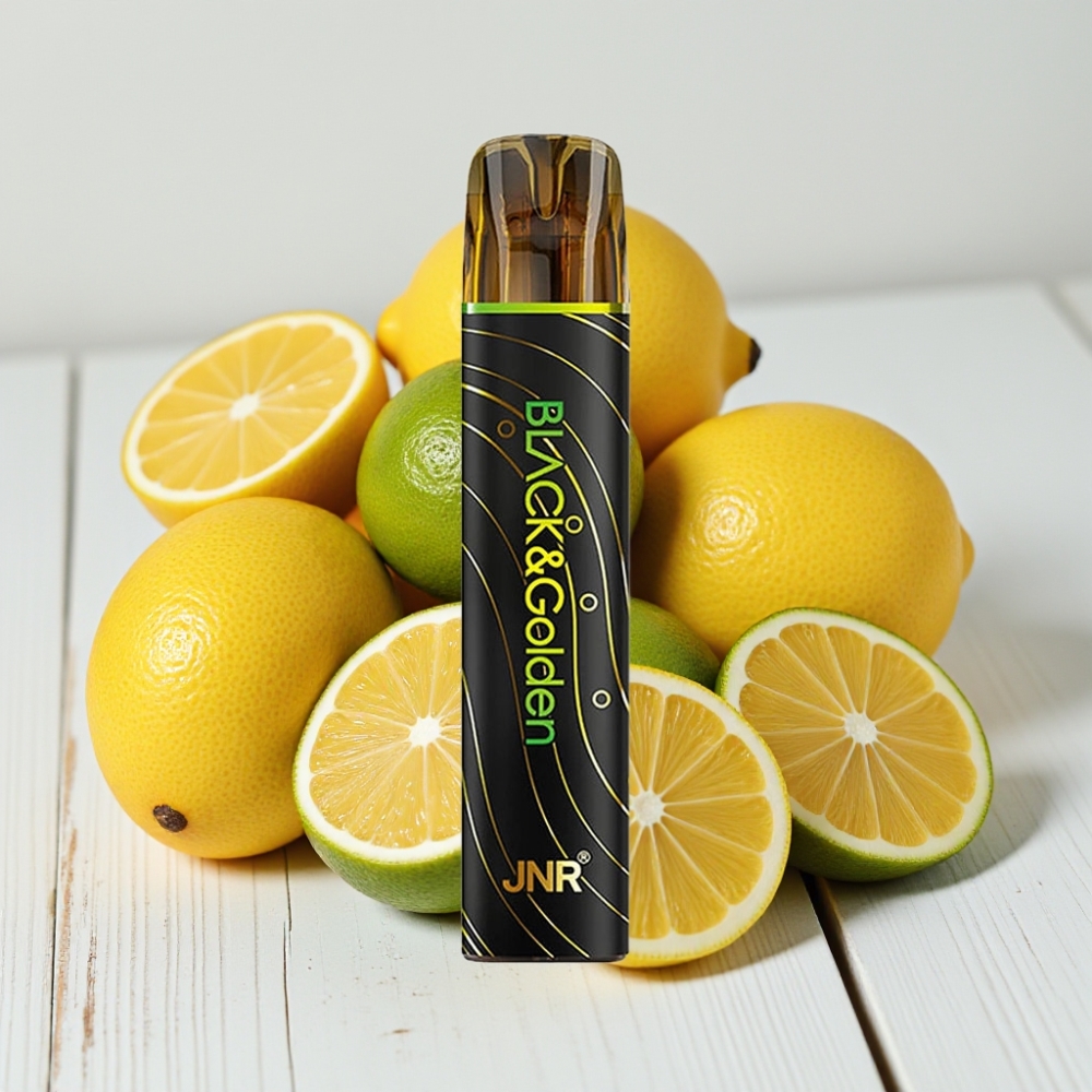 JNR Black&Golden 600+200 Pūkšniai Vienkartinis Veipas Citrina & Žalioji Riešutė 800 Pūkšniai, 550mAh, 2ml