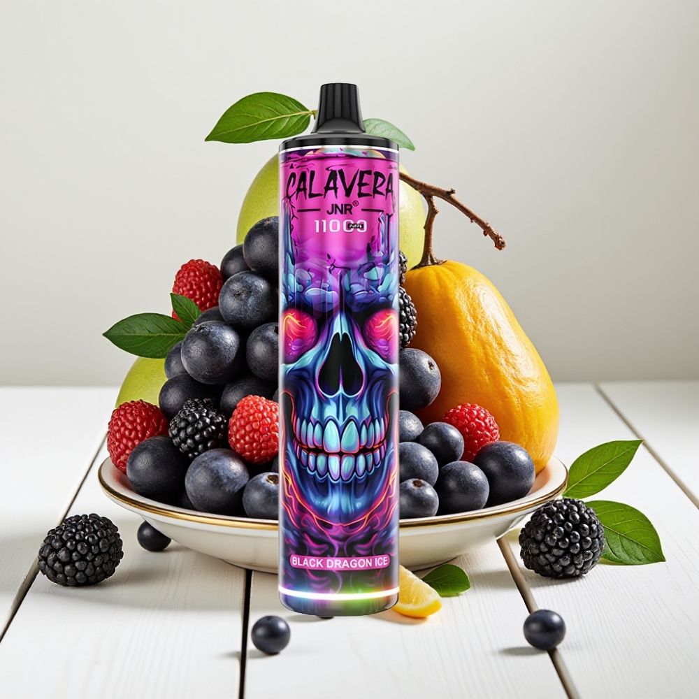 JNR Calavera 11000 Puffs Vienkartinis Veipas - Juodasis Drakonas Ledas, Type-C, 850mAh, 21ml