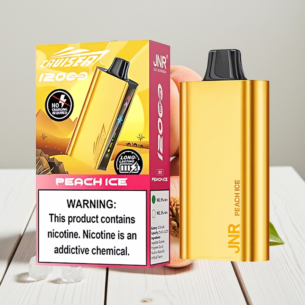 JNR Cruiser 12000 Puffs Neįkraunamas Vapas Persikų Ledas – 25ml, 3500 mAh, 1.2ohm