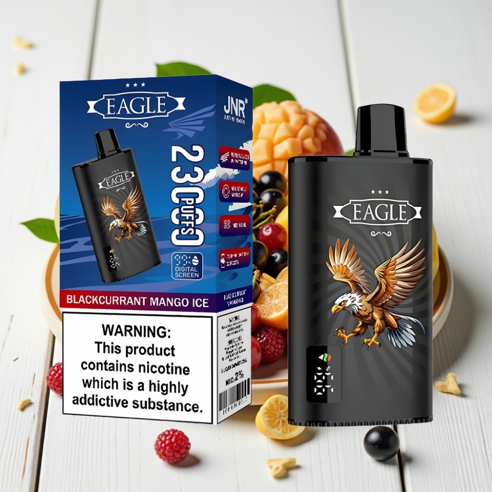 JNR EAGLE Smart 23000 Pūkų Vienkartinis Veipas Juodųjų Serbentų Mango Ledas, 25ml, 750mAh, Type-C