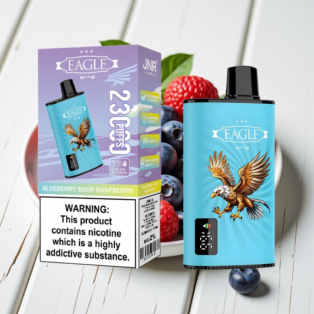 JNR EAGLE Smart 23000 Puffų Vienkartinis Veipas Mėlynųjų Aviečių ir Rūgščiųjų Aviečių, 25ml, 750mAh, 2% Nikotino