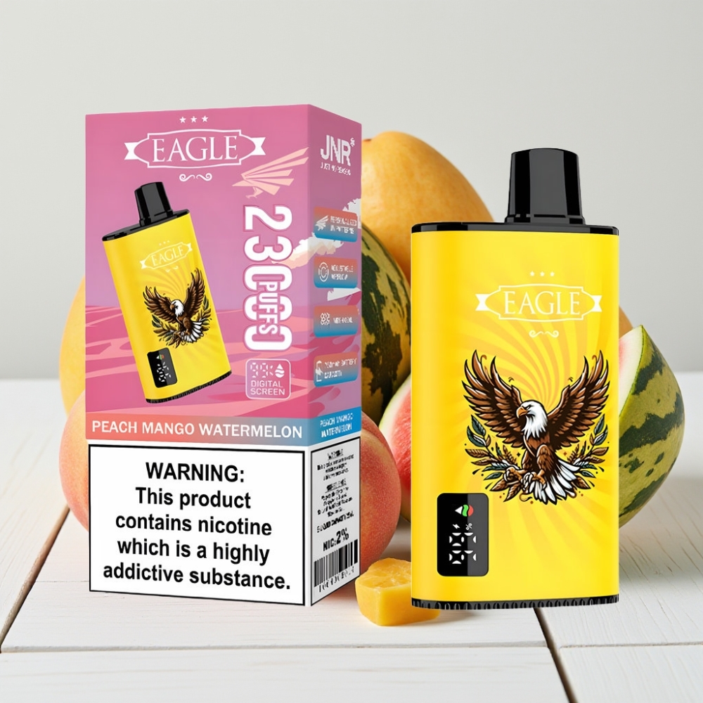JNR EAGLE Smart 23000 Puffs Nešiojamasis Veipas Persikas Mango Vandmelionas, 25ml, 750mAh, 2% Nikotino