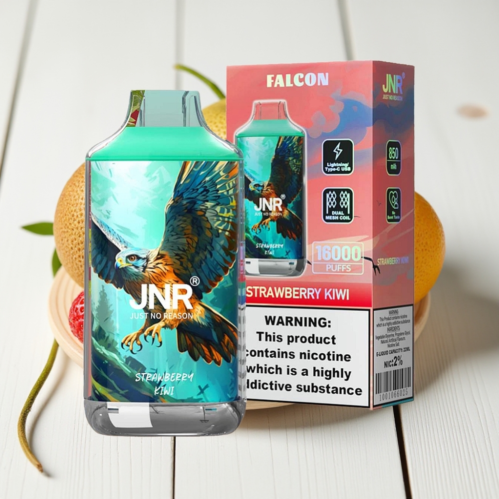 JNR Falcon 16000 Puffs Braškė-Kiwi, 850 mAh, 22ml, Dviguba Tinklelinė Apvija