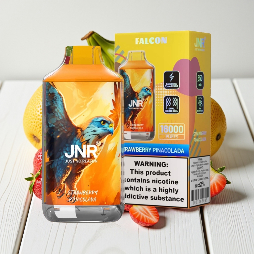 JNR Falcon 16000 Puffs Braškių Pina Colada, 850mAh, 22ml, Dual Mesh