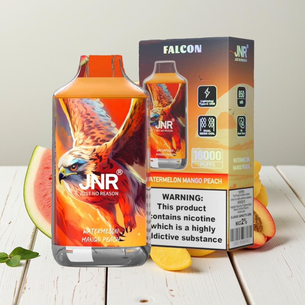 JNR Falcon 16000 Puffs Vienkartinis Veipas Arbūzas Mango Persikas, 850mAh, 22ml, Type C