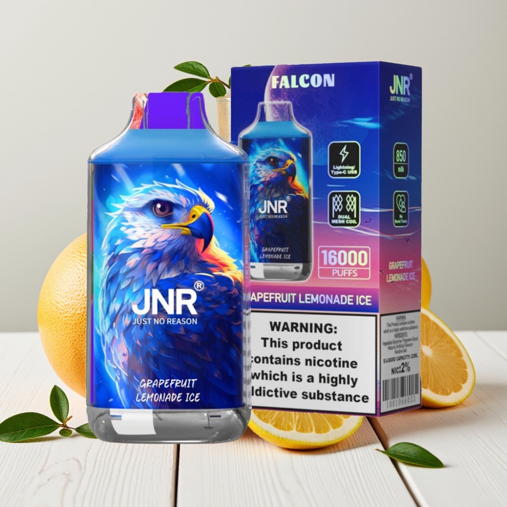 JNR Falcon 16000 Puffs Vienkartinis Veipas Greipfruto Citrinų Limonadas Su Mėtų (850mAh, 22ml, Dual Mesh)