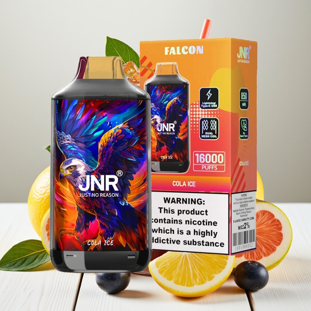 JNR Falcon 16000 Puffs Vienkartinis Veipas Kola su Mėta, 850 mAh, 22ml, Type C