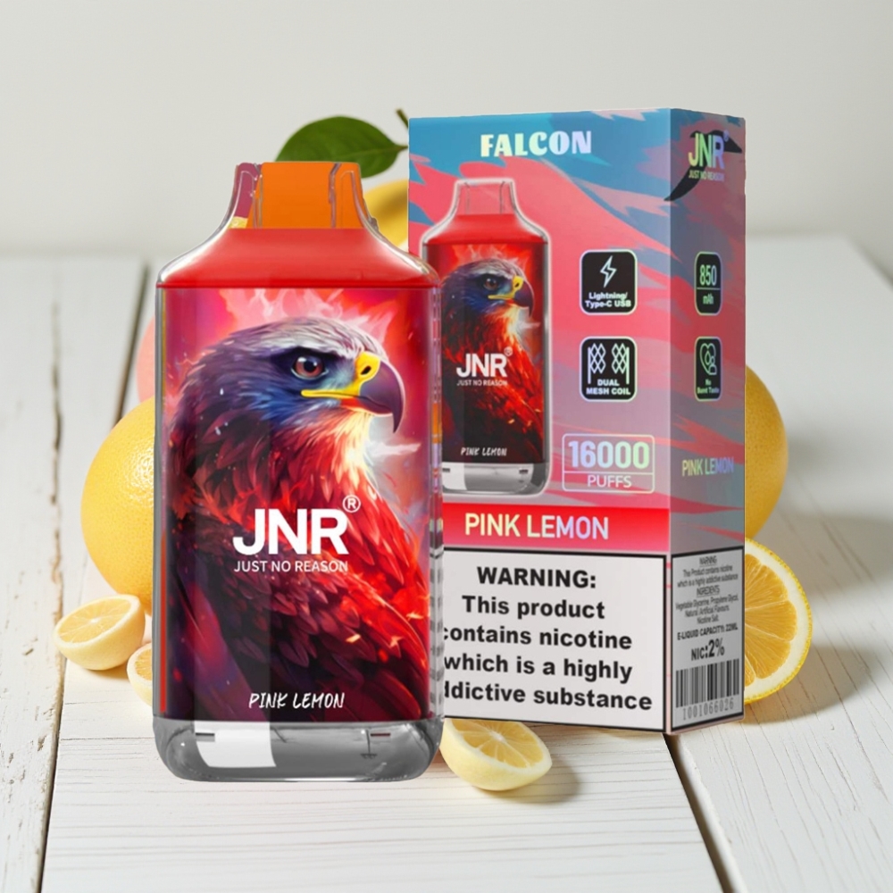 JNR Falcon 16000 Puffs Vienkartinis Veipas Rūgščios Citrinos Spalva, 850 mAh, 22ml, Dviguba Tinklelio Apvija