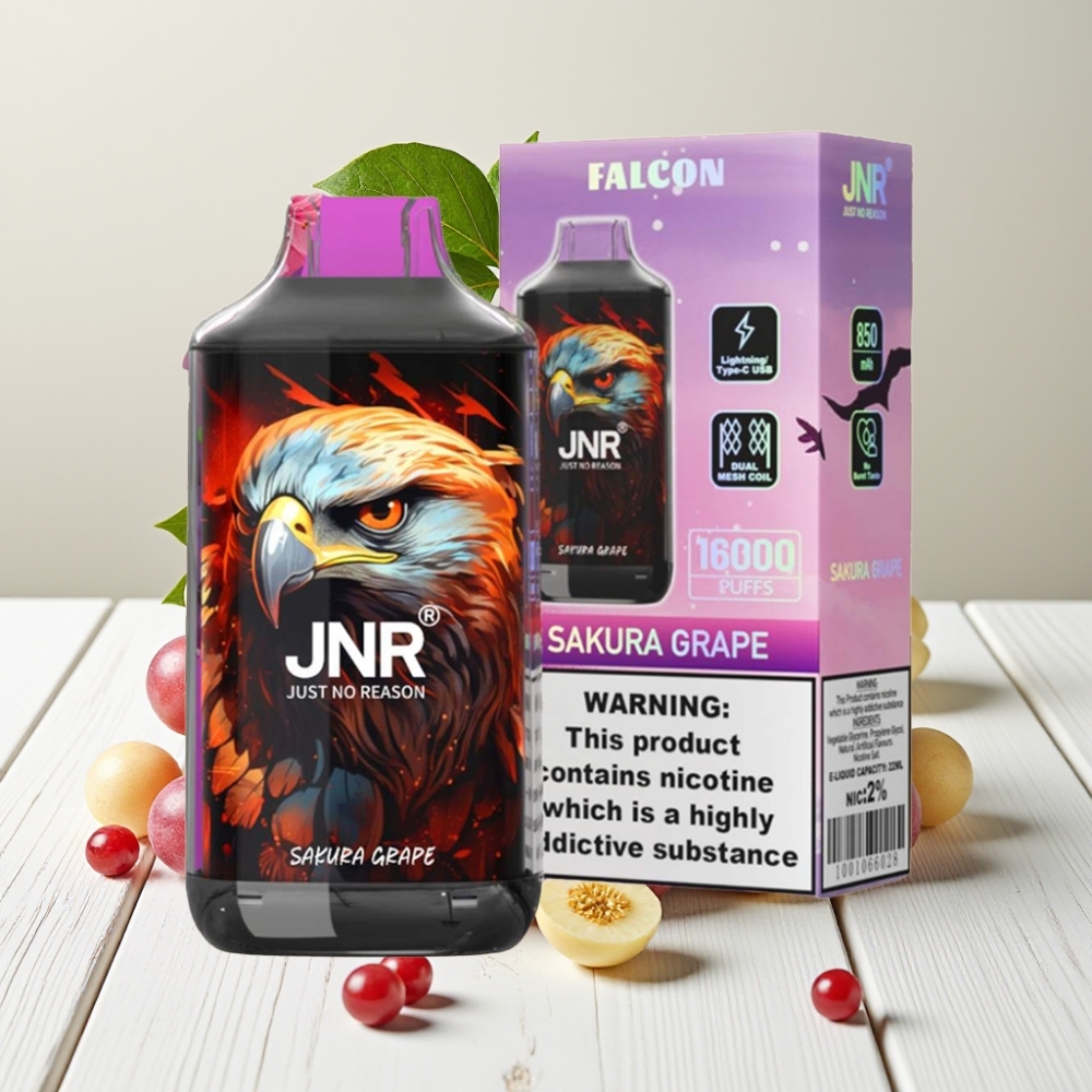JNR Falcon 16000 Puffs Vienkartinis Veipas Sakuro Vynuogių, 850mAh, 22ml, Dual Mesh