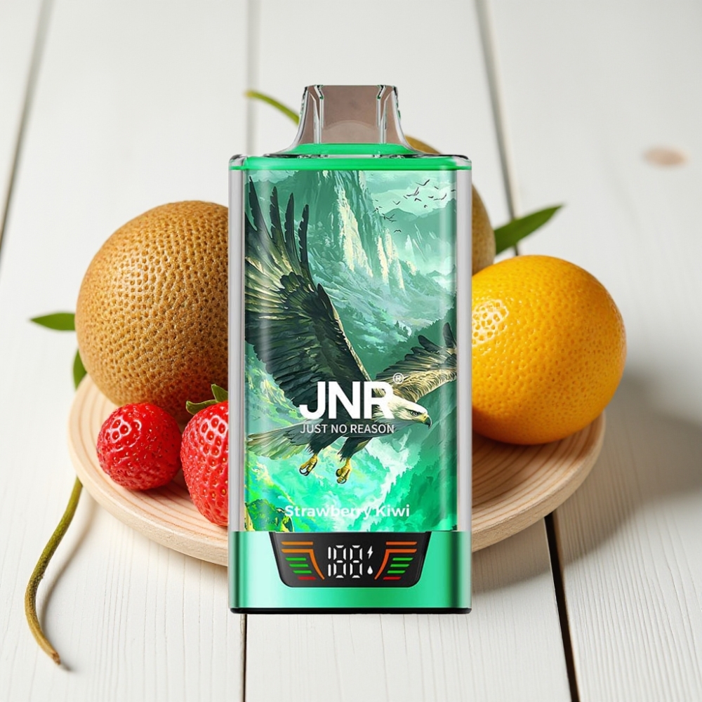 JNR Falcon Pro 28000 Dūminis Vapas Braškių-Kivių, 30ml, 28000 Traukimų, 5% Nikotino
