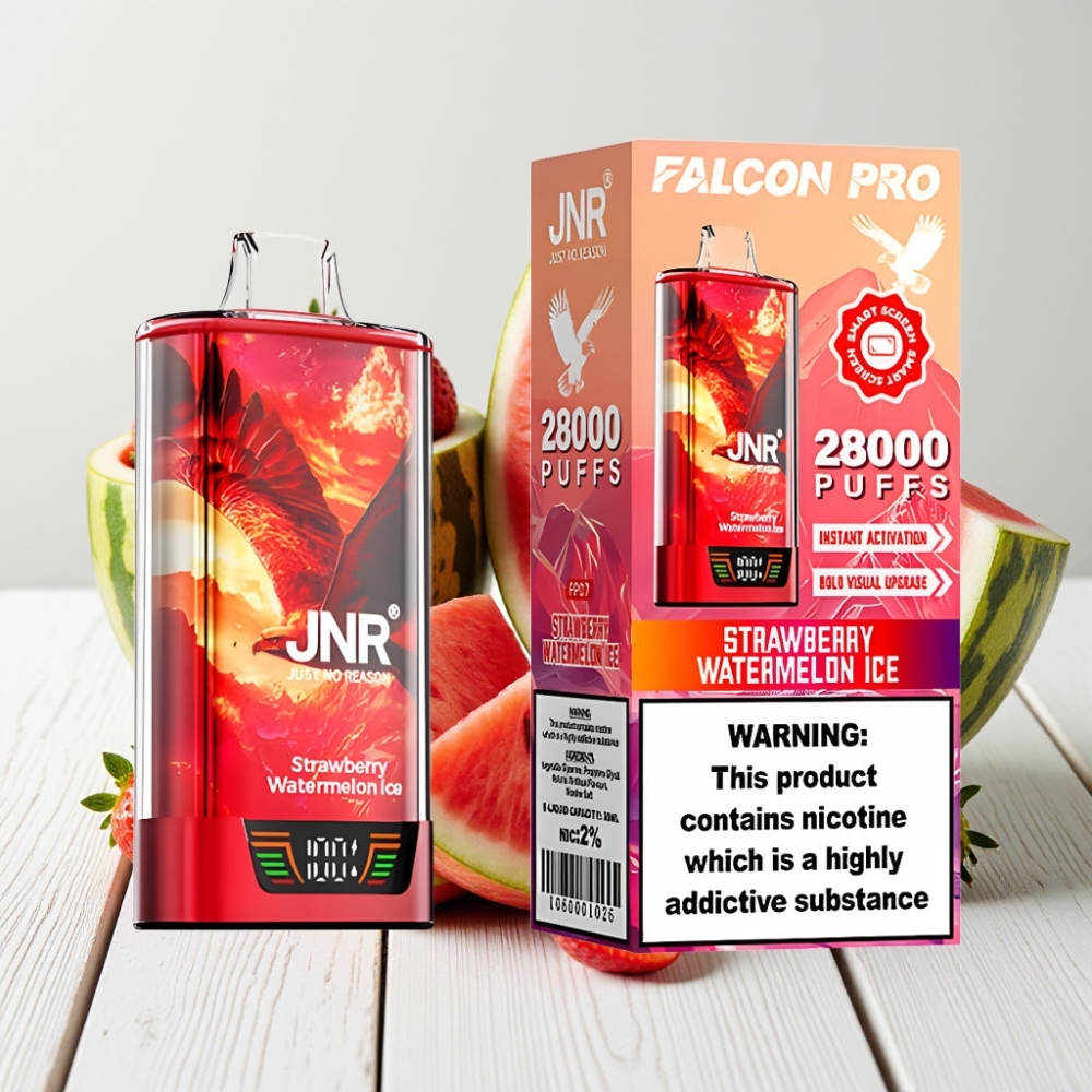 JNR Falcon Pro 28000 Vienkartinis Veipas Braškė-Žemė ledas, 30ml, 28000 Puff, 5% Nikotino