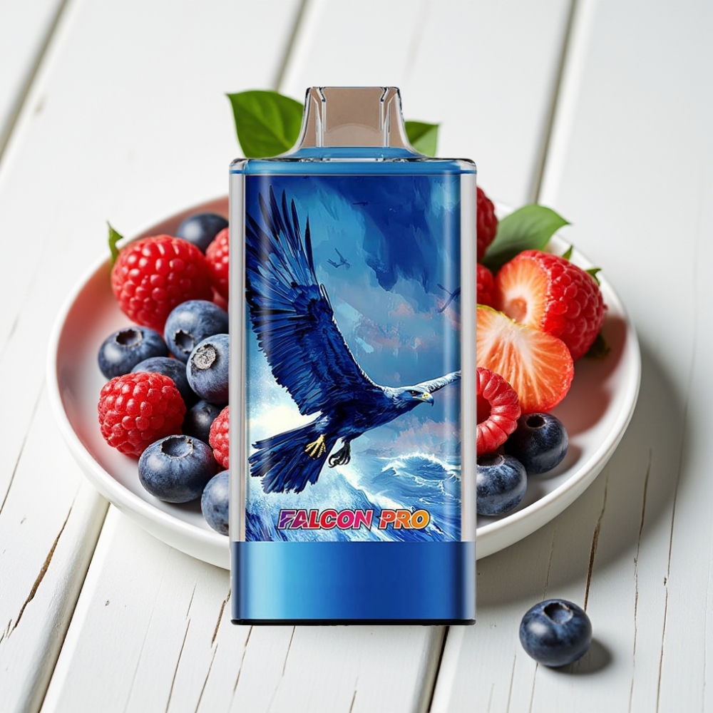 JNR Falcon Pro 28000 Vienkartinis Veipas Mėlynųjų Aviečių Ir Rūgščiųjų Aviečių, 30ml, 5% Nikotino, 950mAh