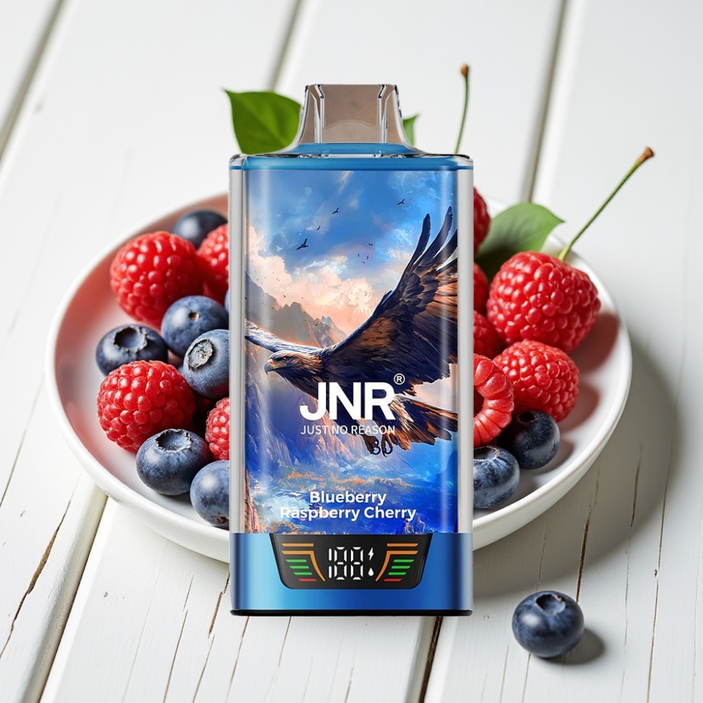 JNR Falcon Pro 28000 Vienkartinis Veipas Mėlynųjų Serbentų, Aviečių, Vyšnių - 30ml, 950mAh, 28000 Puffs, 5% Nikotino