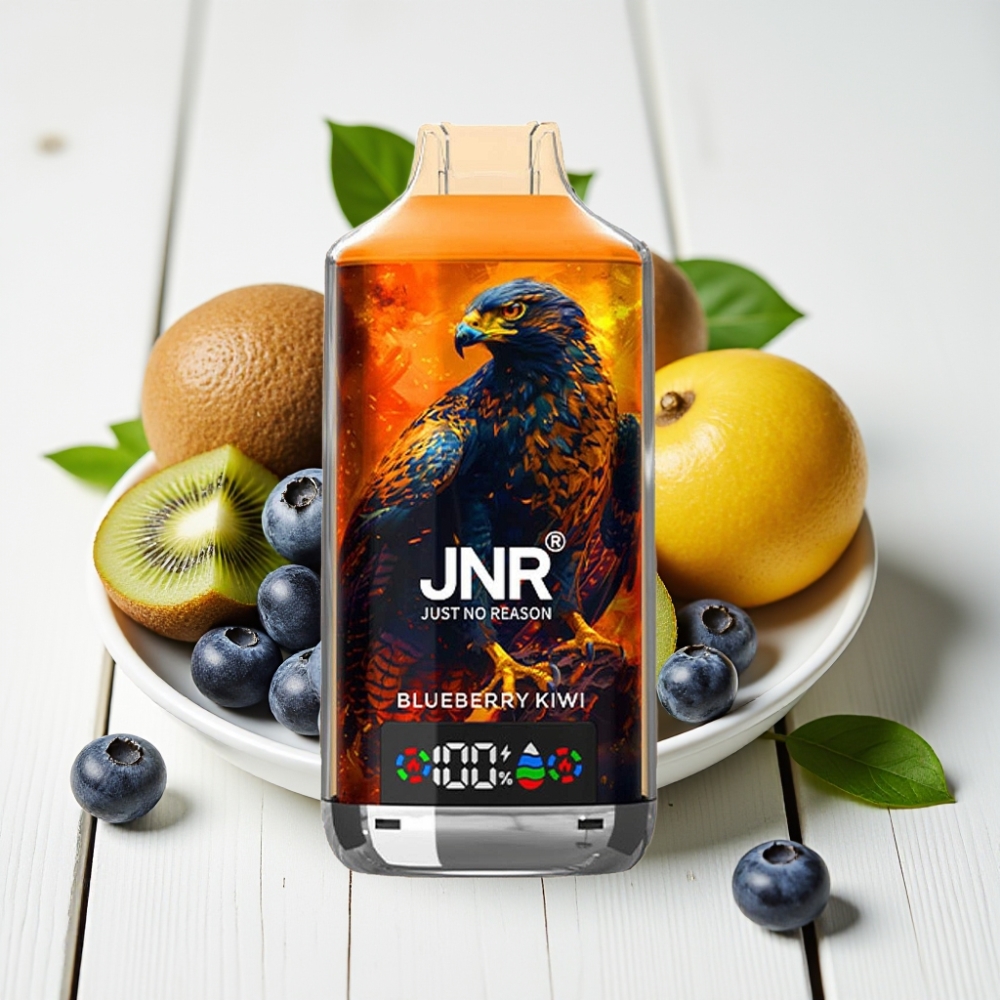 JNR Falcon X 18000 Puffs Vienkartinis Veipas Mėlynųjų Aviečių-Kivi, 24ml, Dual Mesh Coil, Type-C
