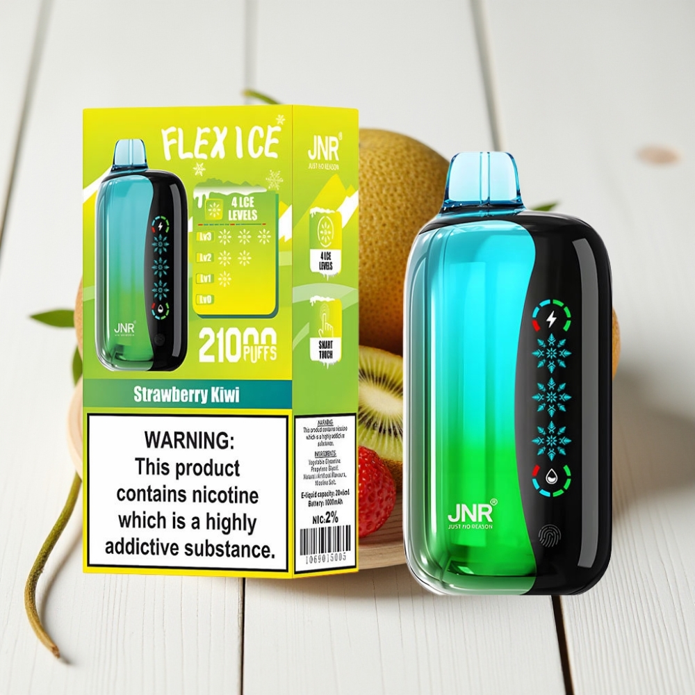 JNR Flex Ice 21000 Puffs Vienkartinis Veipas Braškė-Kivis, 26ml, 1.2Ω, 1000mAh