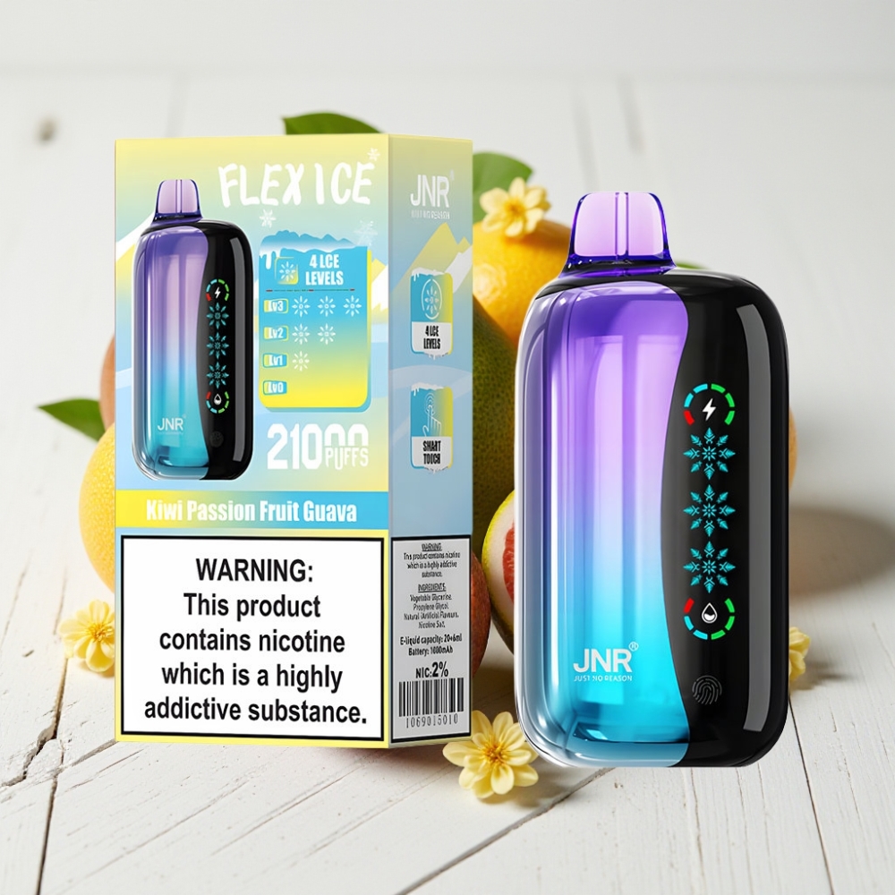 JNR Flex Ice 21000 Puffs Vienkartinis Veipas Kiwi Passion Fruit Guava | 26ml, 1.2 Ohm, 1000mAh, Type-C