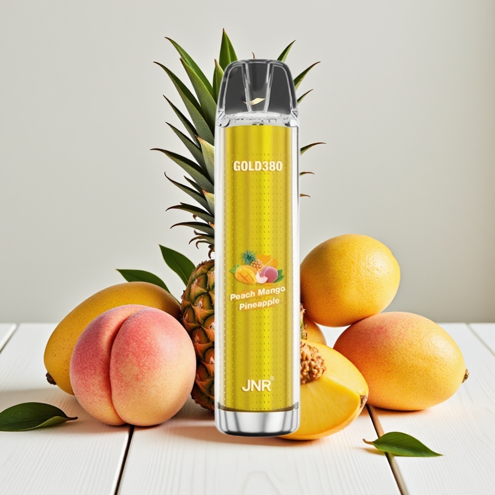 JNR Gold380 6000 Puffs Vienkartinis Veipas Persikas Mango Ananasas – 6000 Puffs, 1500mAh, 13ml