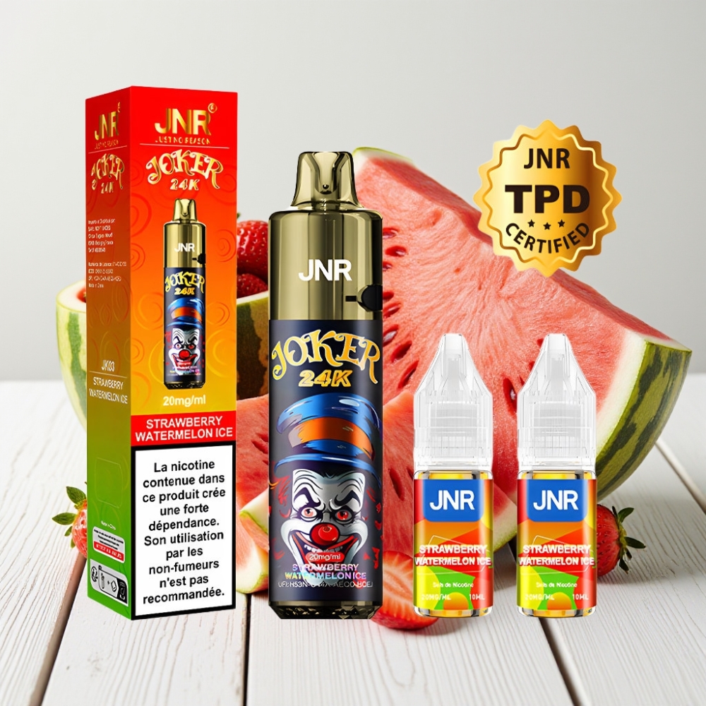 JNR Joker 24K Puffs Vienkartinis Veipas Braškės Arbūzas Ledas | 24000 Puffs, 800mAh, 2% nikotino