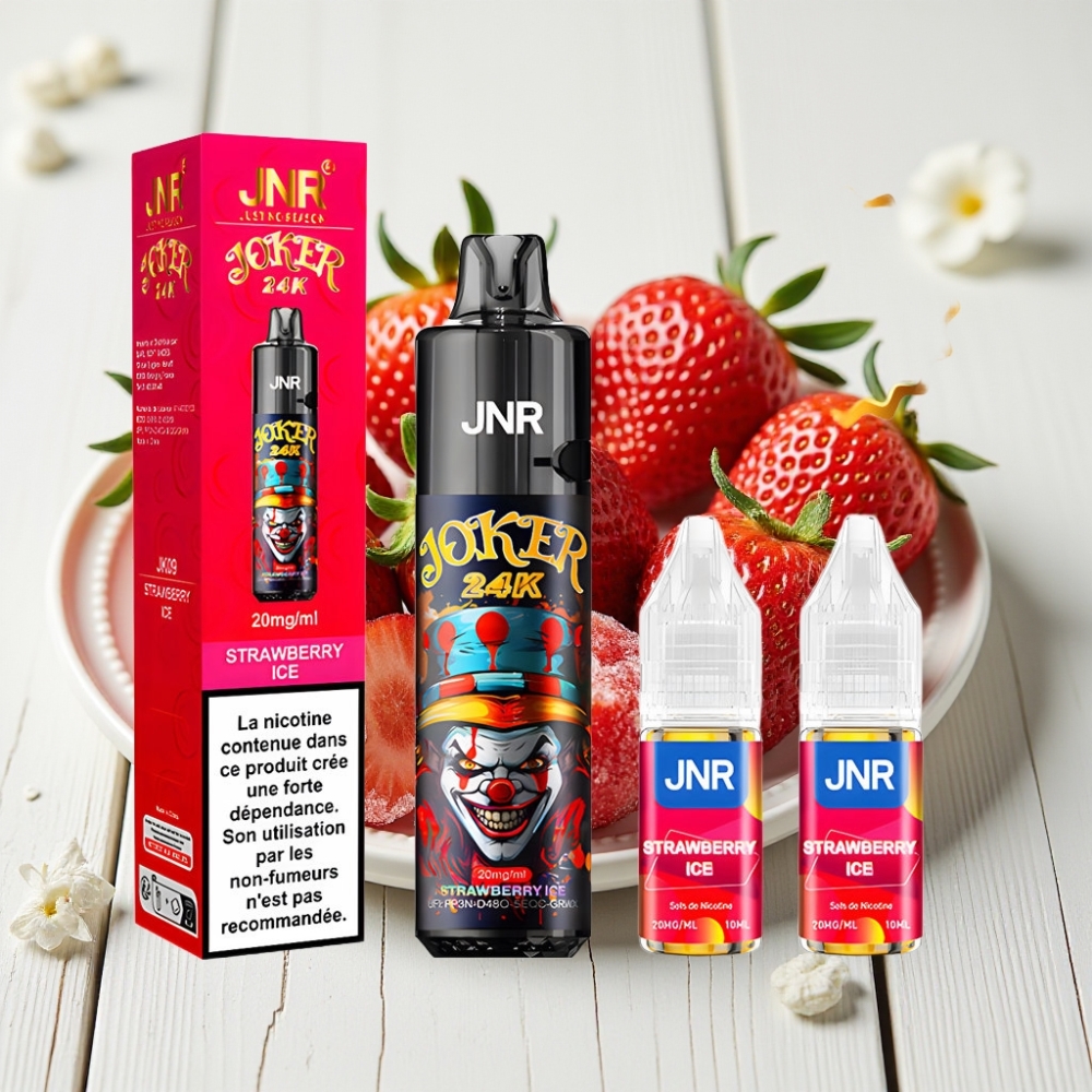 JNR Joker 24K Puffs Vienkartinis Veipas Braškės Ledas | 24000 Puffs, 2% Nikotino, 800mAh