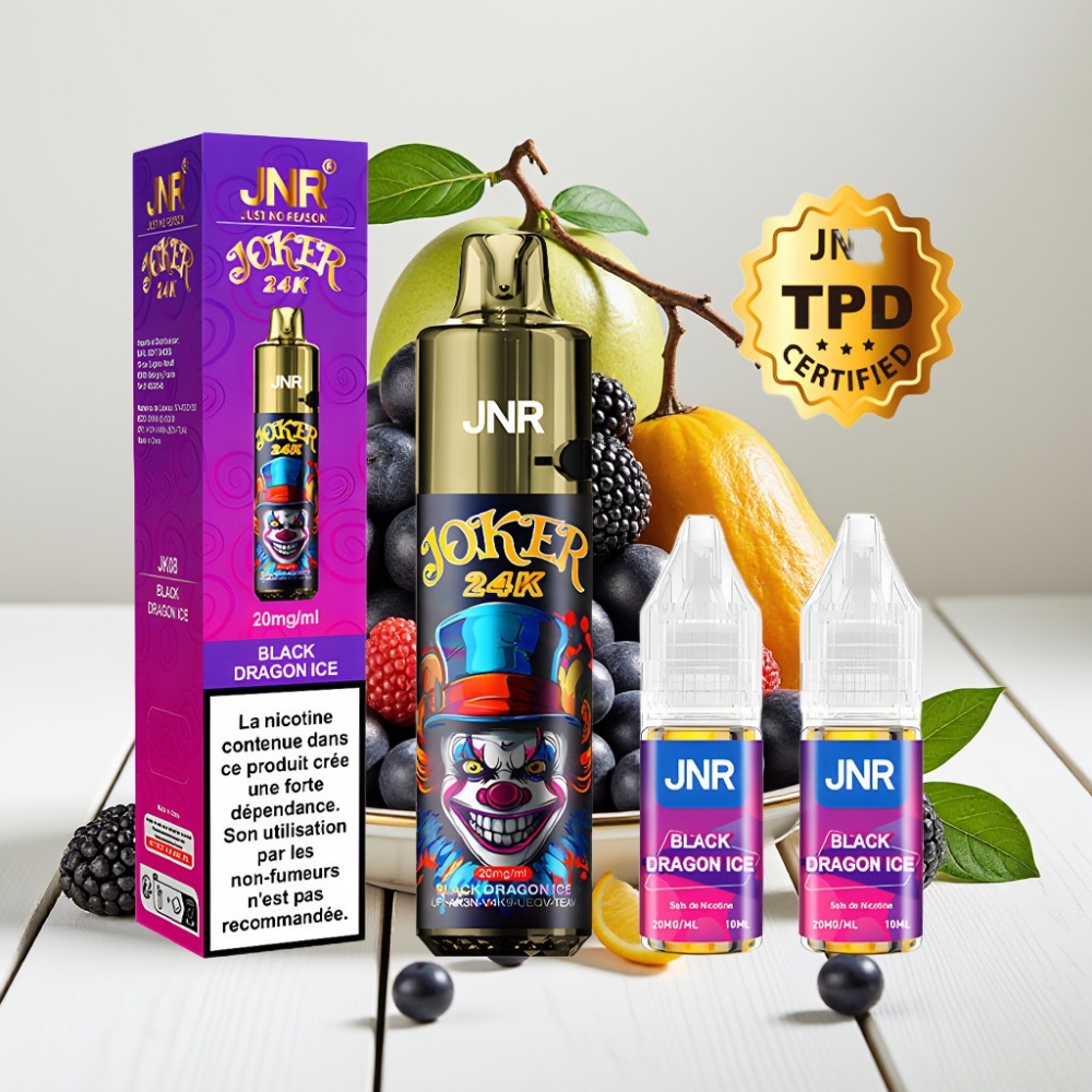 JNR Joker 24K Puffs Vienkartinis Veipas Juodojo Drakono Ledas | 24000 Puffs, 2% Nikotino, 800mAh