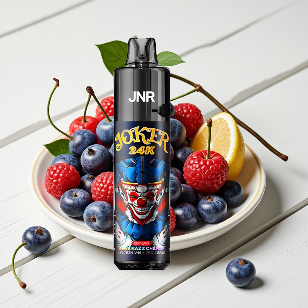 JNR Joker 24K Puffs Vienkartinis Veipas Mėlynoji Avietė Vyšnia, 2% Nikotino, 800mAh, Type-C