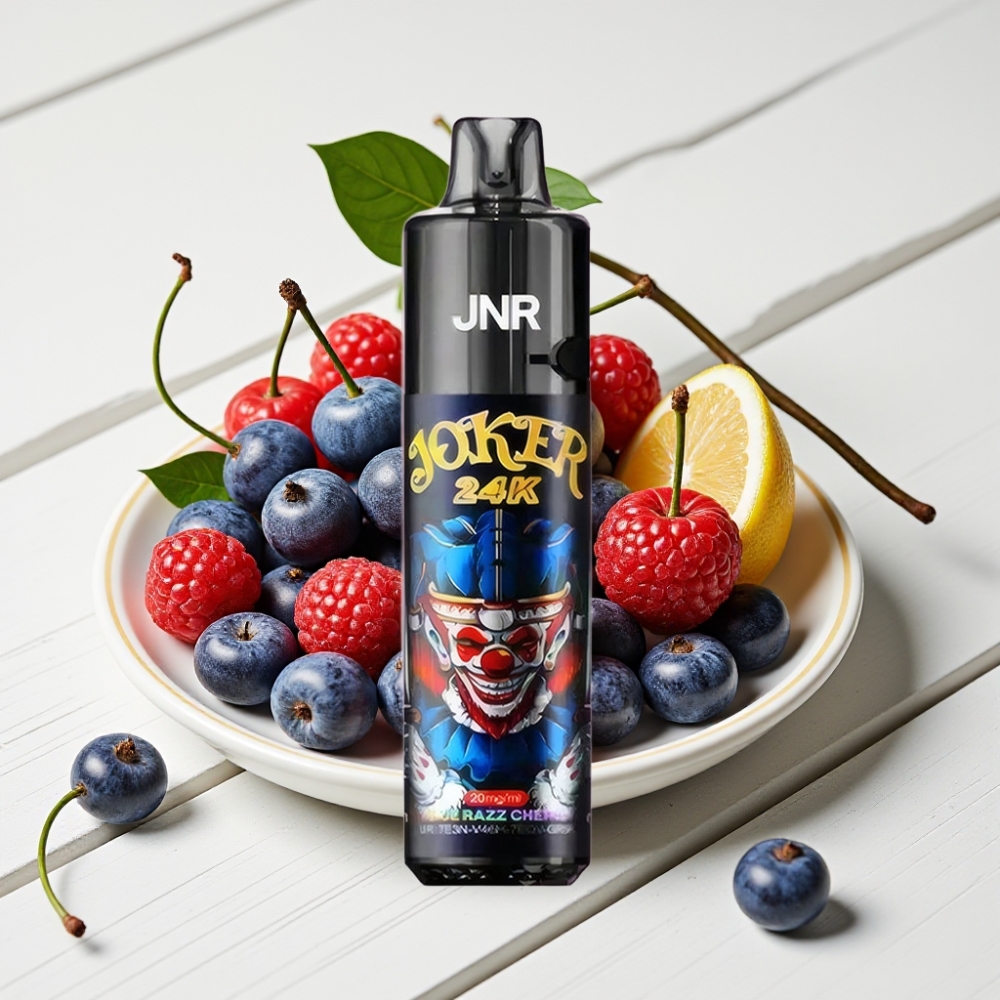 JNR Joker 24K Puffs Vienkartinis Veipas Mėlynoji Avietė Vyšnia, 2% Nikotino, 800mAh, Type-C