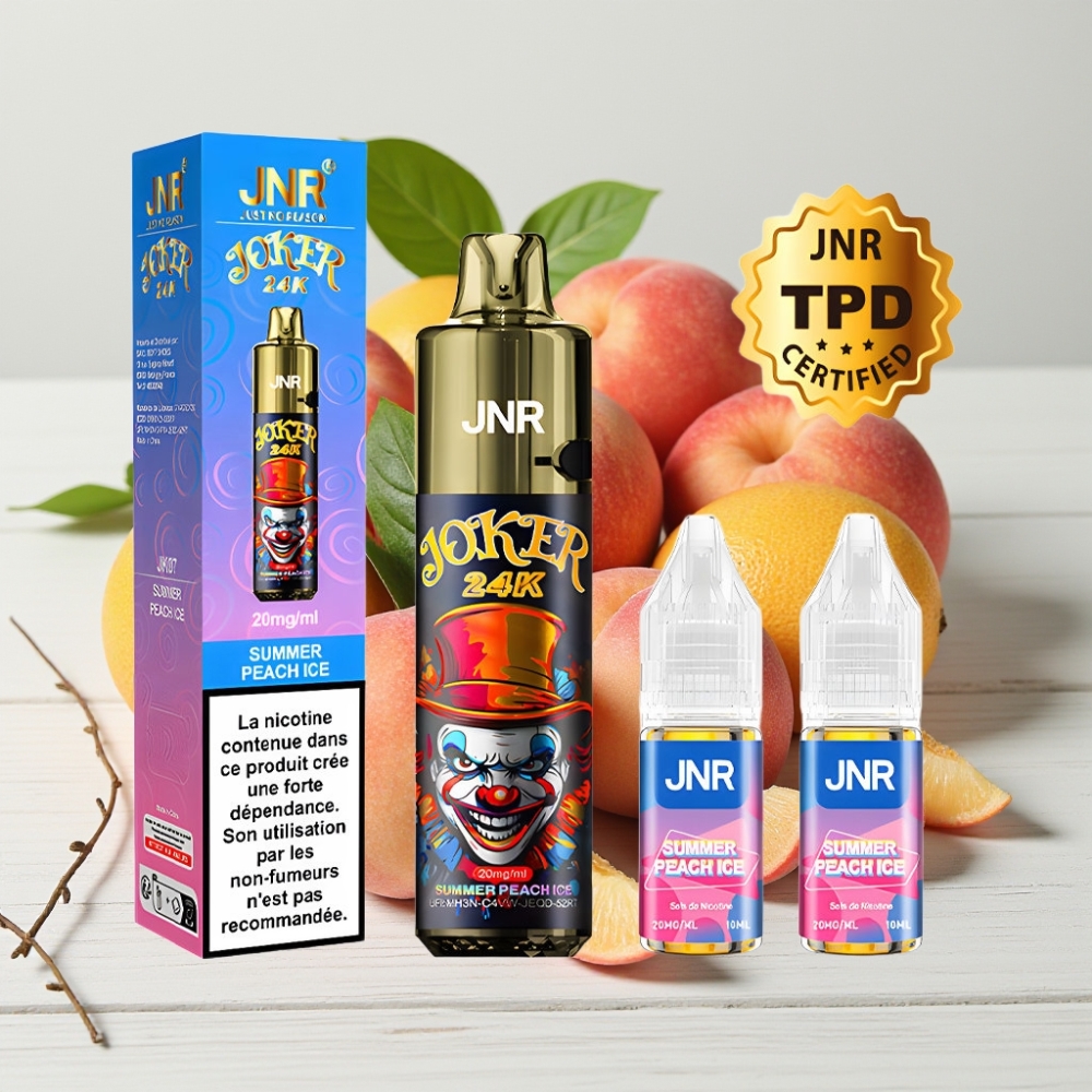 JNR Joker 24K Puffs Vienkartinis Veipas Vasara Persikas Ledas | 800mAh, 2+10ml, Type-C