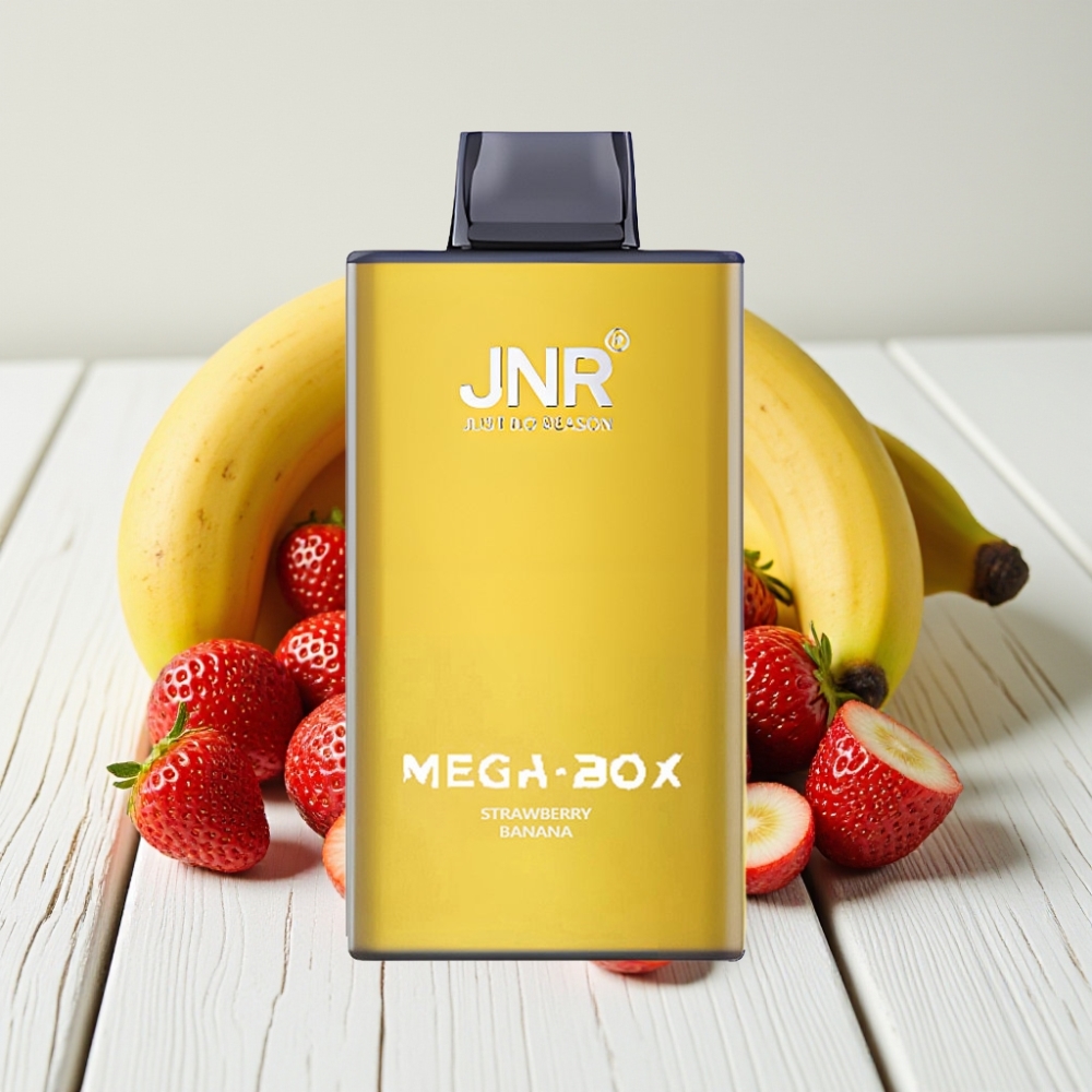 JNR Mega Box 25000 Pūkų Vienkartinis Veipas Braškė-Bananas, 30ml, 850mAh, Type-C