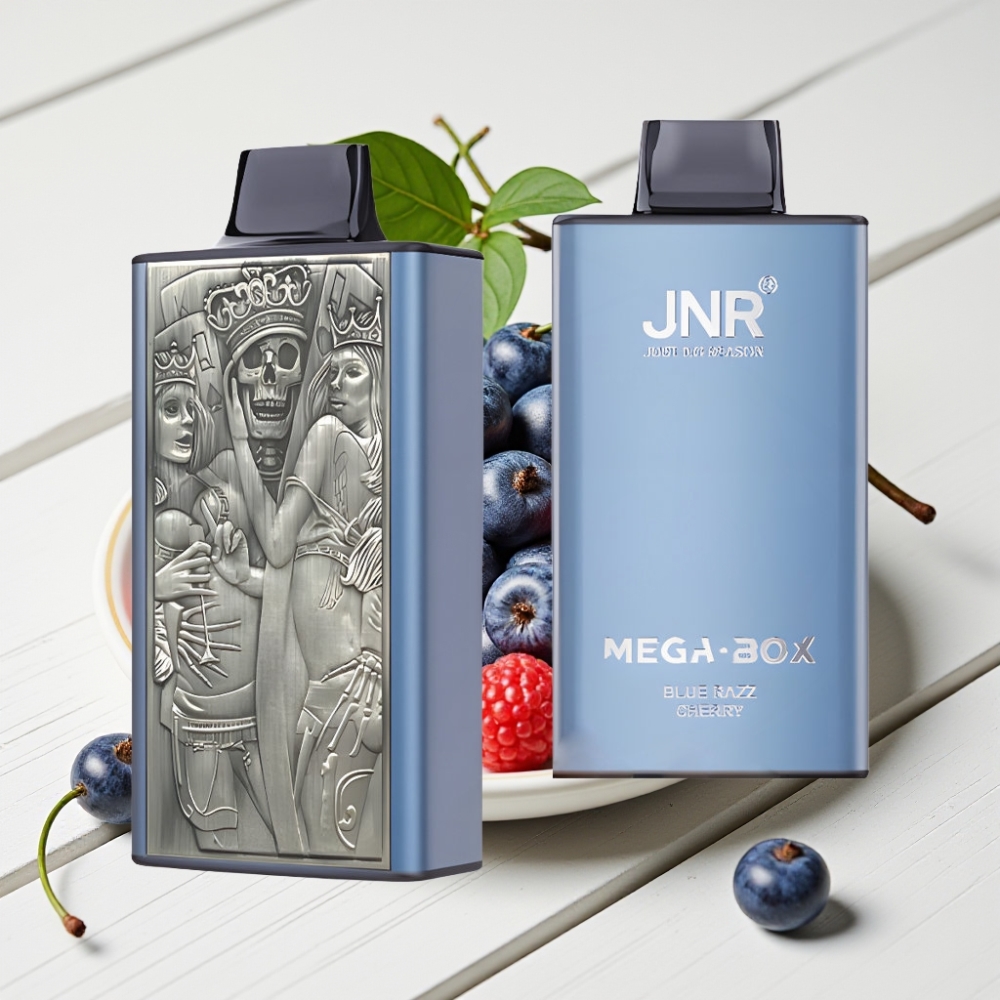 JNR Mega Box 25000 Pūkų Vienkartinis Veipas Mėlynų Braškių Vyšnių, 30ml, 850mAh, Type-C