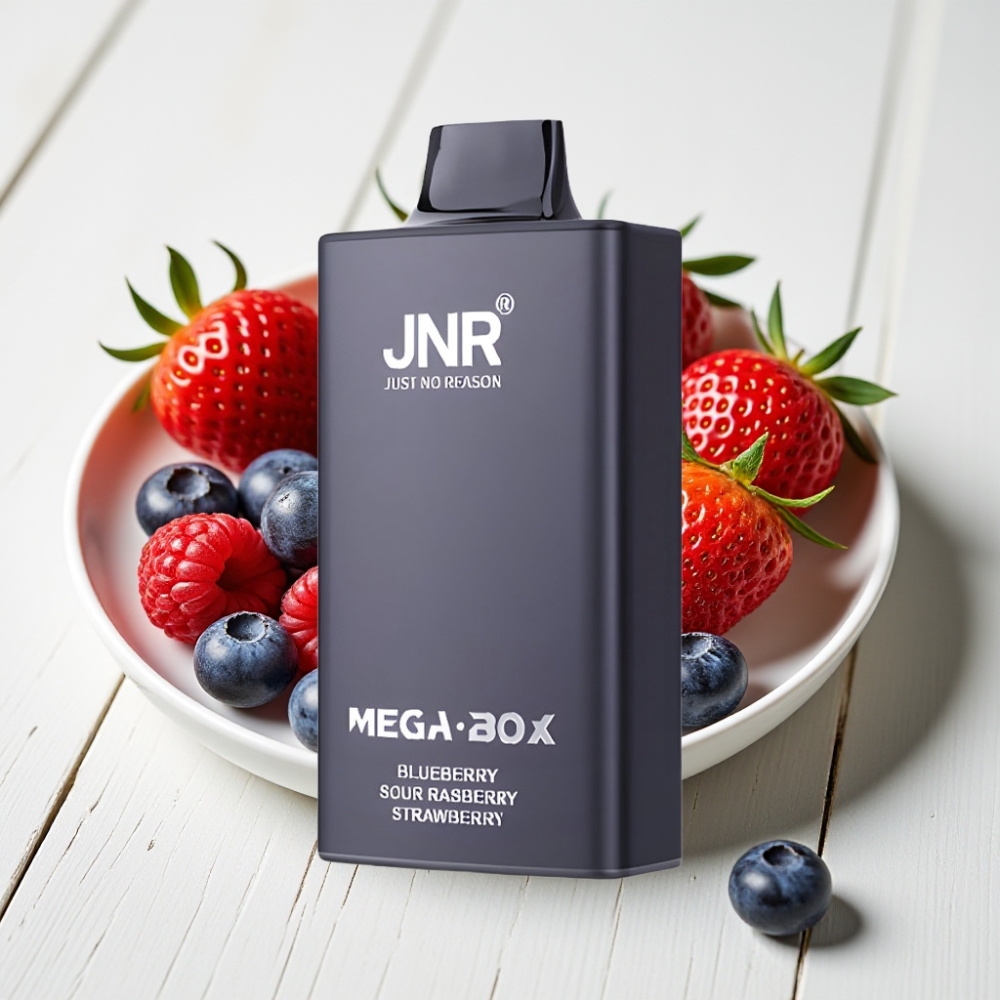 JNR Mega Box 25000 Pūkų Vienkartinis Veipas Mėlynė Rūgščio Avietė Braškė, 30ml, 850mAh