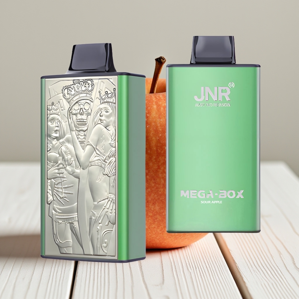 JNR Mega Box 25000 Puffs Vienkartinis Veipas Rūgščiai Obuolių, 30ml, 850mAh, Dual Mesh