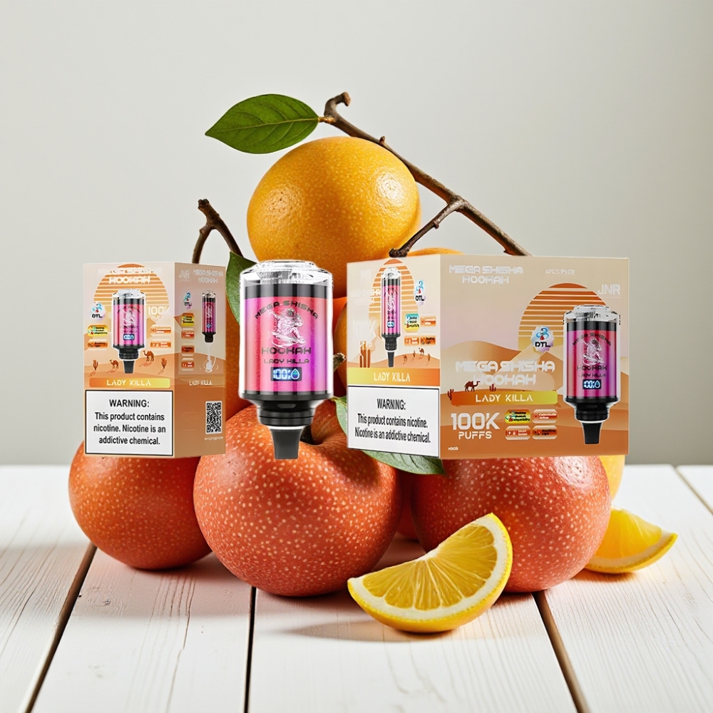 JNR Mega Shisha Hookah 100K Stalinamas Stolinis | 100K potūkiai, 60ml, 2200mAh, Type-C, Dama Žudikė