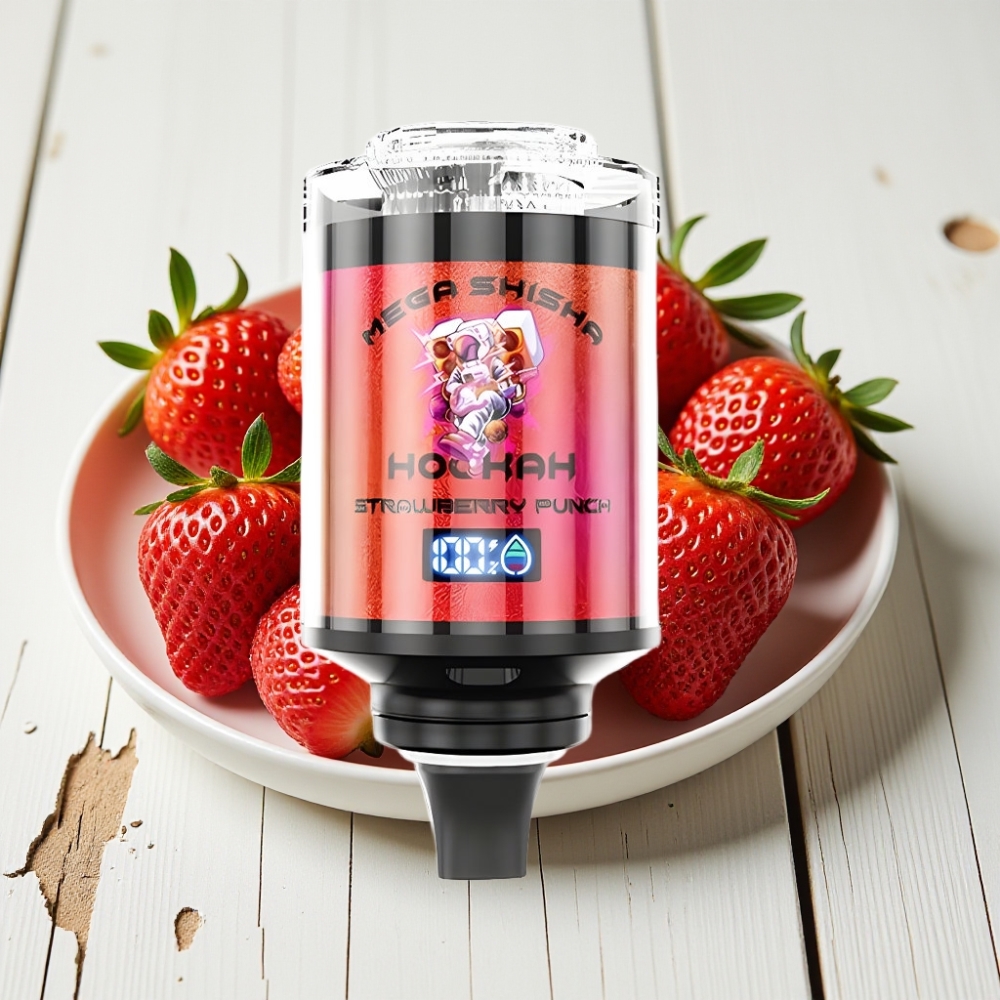 JNR Mega Shisha Hookah 100K Stalo Derinimas Braškinis Punch, 60ml, 2200mAh, 2% nikotino