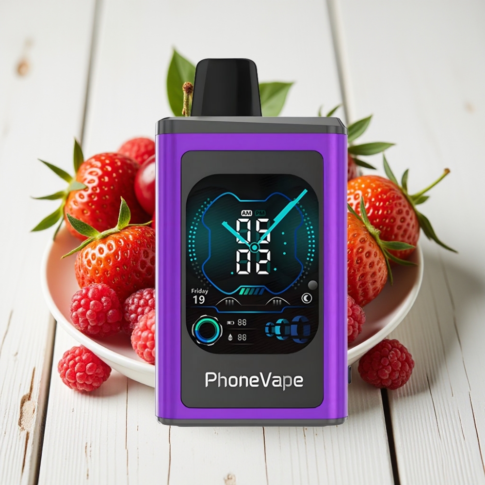 JNR PhoneVape 30000 iškrovimų išmetamas veipas Vyšnia Braškė Avietė, 850mAh, Turbo Režimas, 2%/5% nikotino