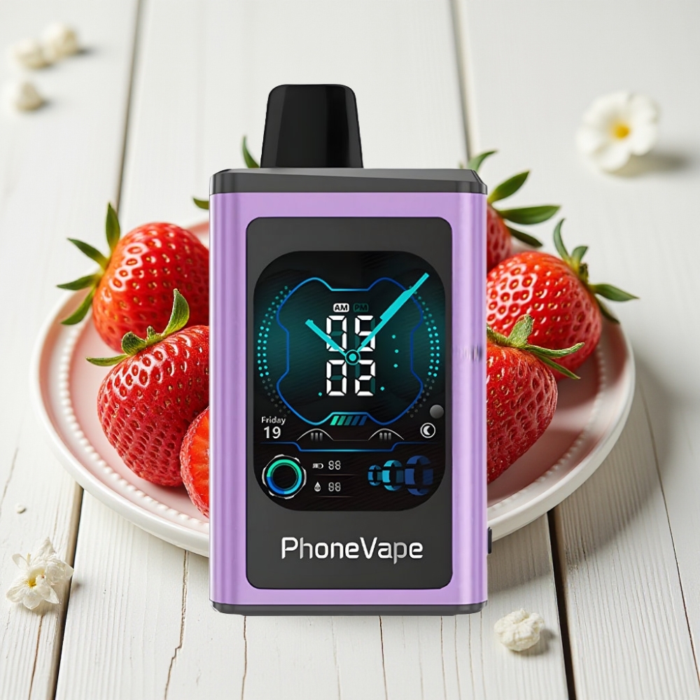 JNR PhoneVape 30000 puffs Vienkartinis Veipas Braškinis Ledas | 850mAh, Turbo, Oro Srautas, 2%/5%