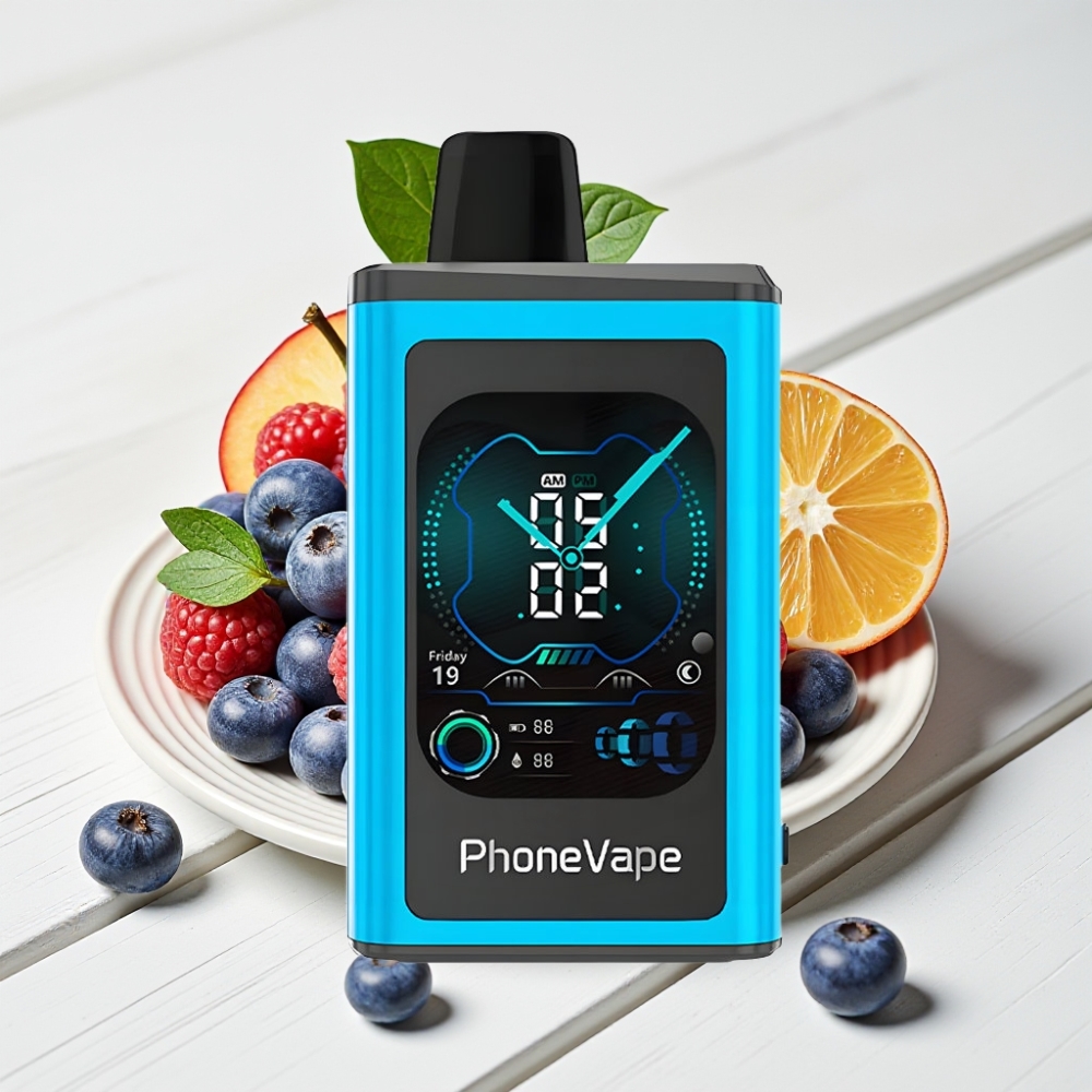 JNR PhoneVape 30000 užpūtimų Vienkartinis Veipas Mėlynasis Avietų Ledas | 850mAh, Turbo Režimas, Oro Srauto Reguliavimas