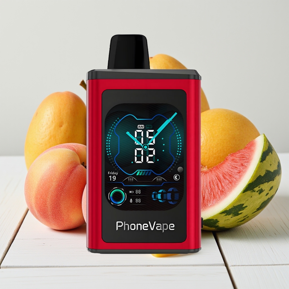 JNR PhoneVape 30000 užsibaigiamieji garai Persikas Mango Arbūzas, 850mAh, Turbo, Oro srautas, 2%/5% nikotino