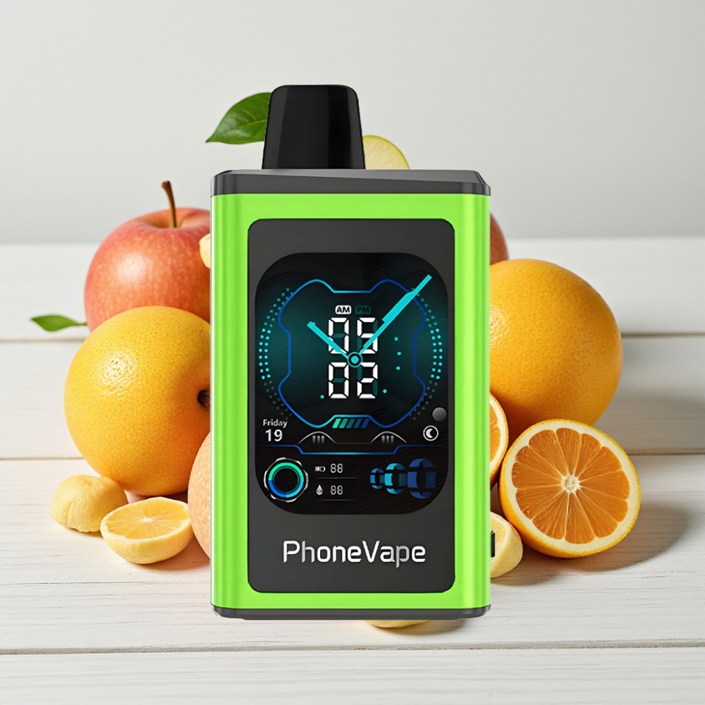 JNR PhoneVape 30000 užsikandimų Vienkartinis Veipas Rūgštus Obuolys Su Mėtų, 850mAh, Turbo, Oro Srautas, Ekranas