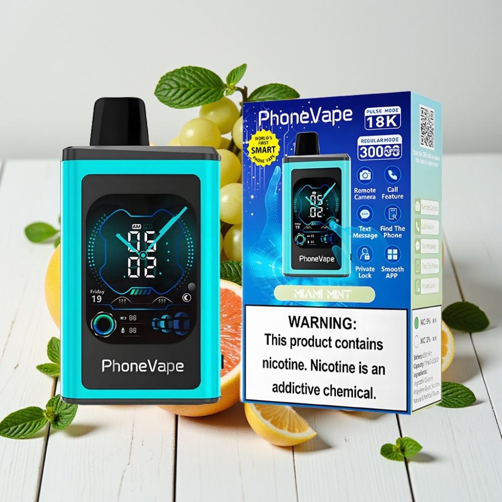 JNR PhoneVape 30000 užsukimų Vienkartinis Veipas Majaus Mėta, 850mAh, Tipo-C, Turbo Režimas