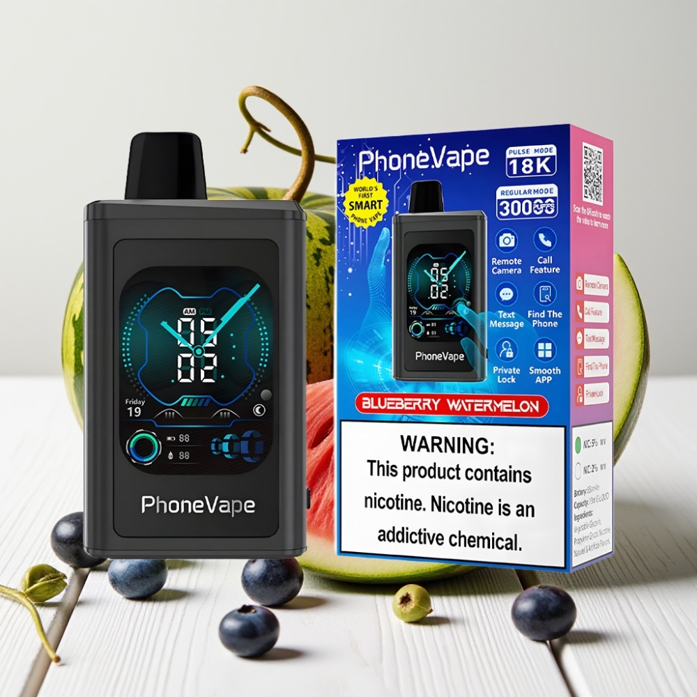 JNR PhoneVape 30000 užtaisų Vienkartinis Veipas Mėlynųjų arbūzų skonis, 850mAh, Type-C, Turbo Režimas