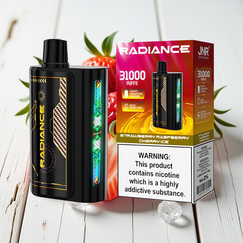JNR Radiance 31000 Pūkų Vienkartinis Veipas BRAŠKĖ AVIETĖ VYŠNIA LEDAS, 28ml, 950mAh, Type-C