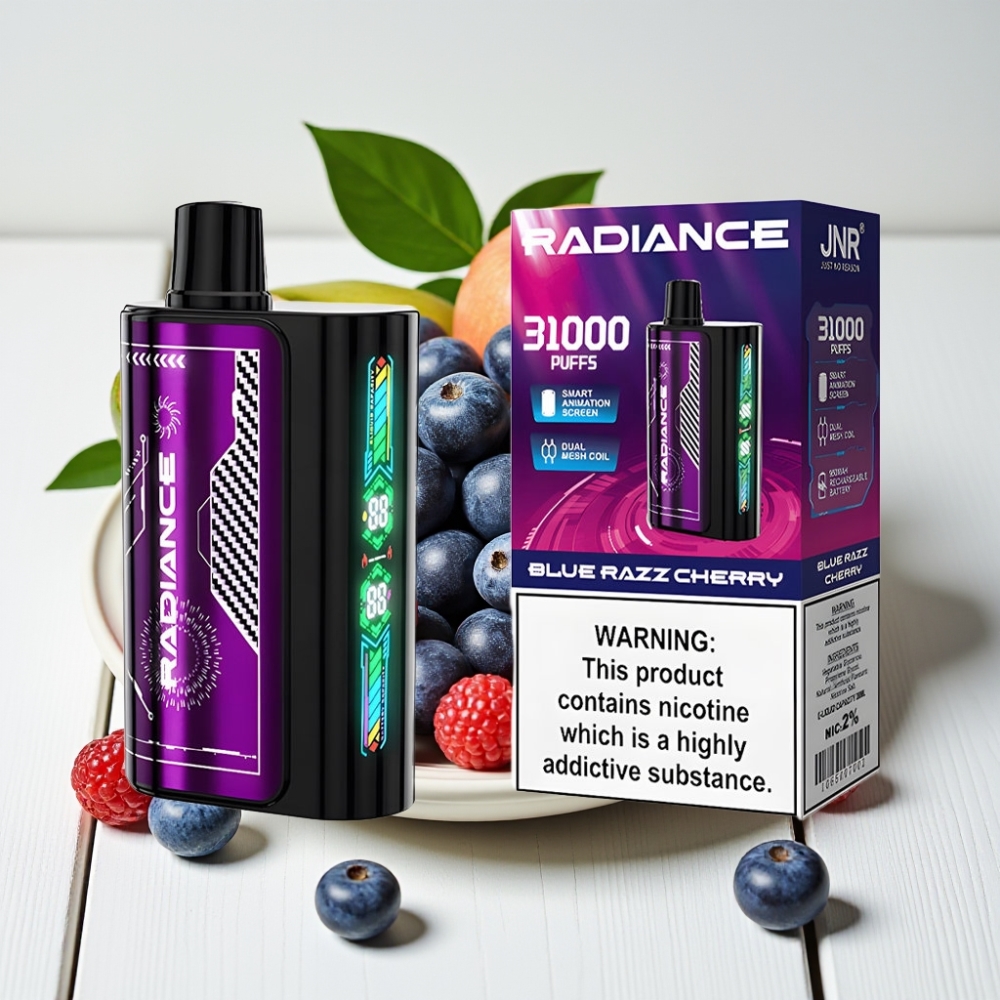 JNR Radiance 31000 Pūkų Vienkartinis Veipas MĖLYNA AVIETĖ VYŠNIA, 28ml, 950mAh
