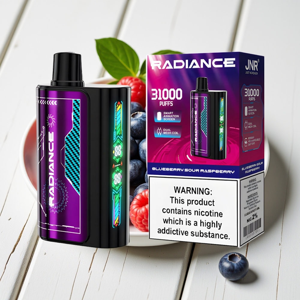 JNR Radiance 31000 Pūkų Vienkartinis Veipas MĖLYNĖ AGUONĖ ŠLYKŠTUSI AVIETĖ, 28ml, 950mAh