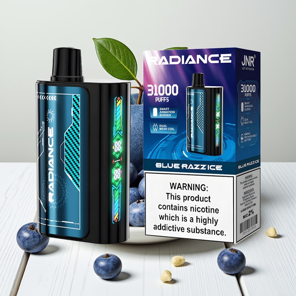 JNR Radiance 31000 Puffs Vienkartinis Veipas MĖLYNA AVIETĖ LEDAS, 28ml, 950mAh