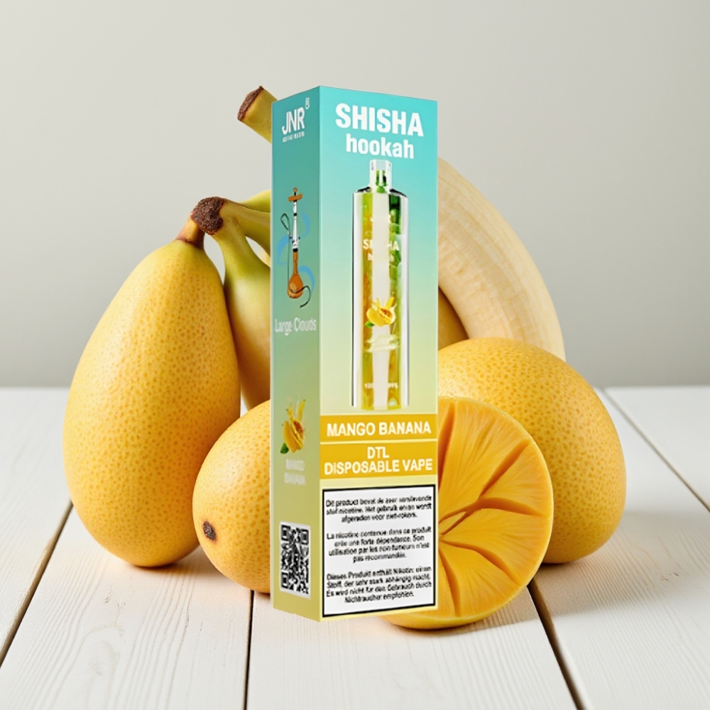 JNR Shisha Hookah 12000 Puffs Dizpozicinis Vapas Mangas Bananas | 24ml, 750mAh, Type-C