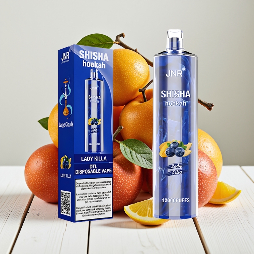JNR Shisha Hookah 12000 Puffs Vienkartinis Veipas Lady Killa (Dama Žudikė), 24ml/750mAh/Type-C