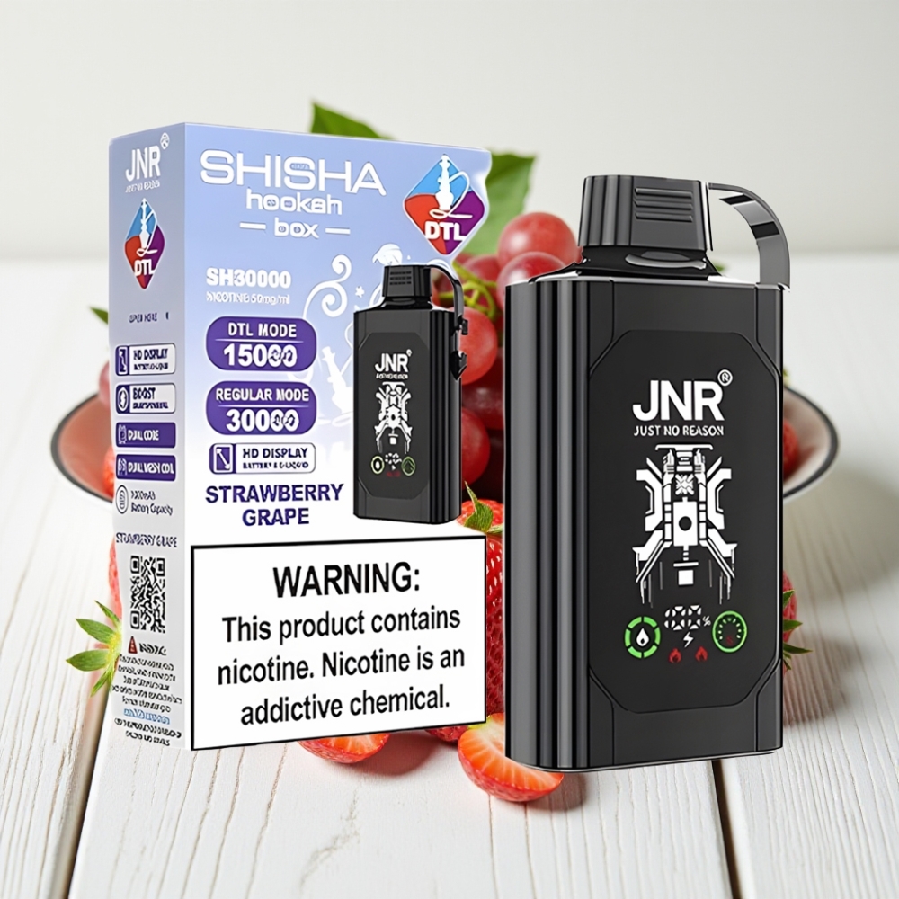 JNR Shisha Hookah Box 20500 Puffs Braškynės Vynuogių Vienkartinis Veipas, 25ml, 1000mAh, Type-C