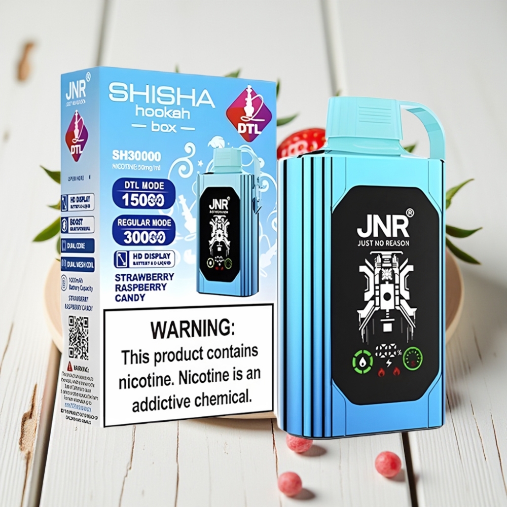 JNR Shisha Hookah Box 20500 Puffs Vienkartinis Veipas Braškės Avietės Saldainiai, 25ml, 1000mAh, Type-C