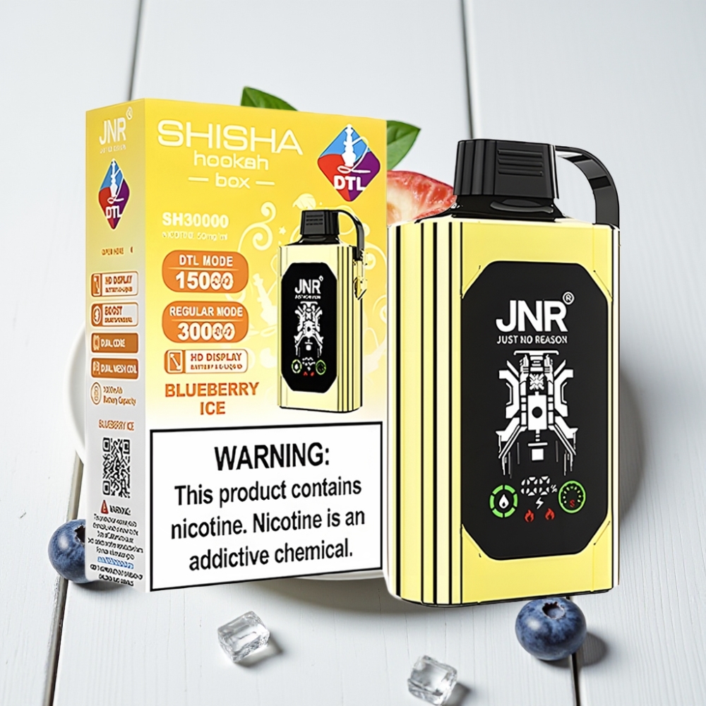 JNR Shisha Hookah Box 20500 Puffs Vienkartinis Veipas Mėlynųjų Uogų Ledas | 25ml, 1000mAh, Type-C