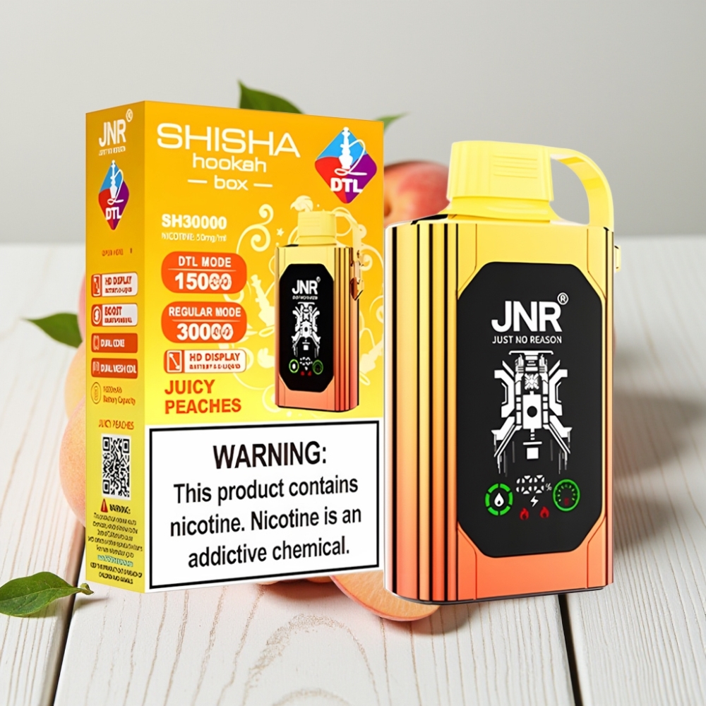 JNR Shisha Hookah Box 20500 Puffs Vienkartinis Veipas Sultūsios Persikos, 25ml, 1000mAh, Type-C